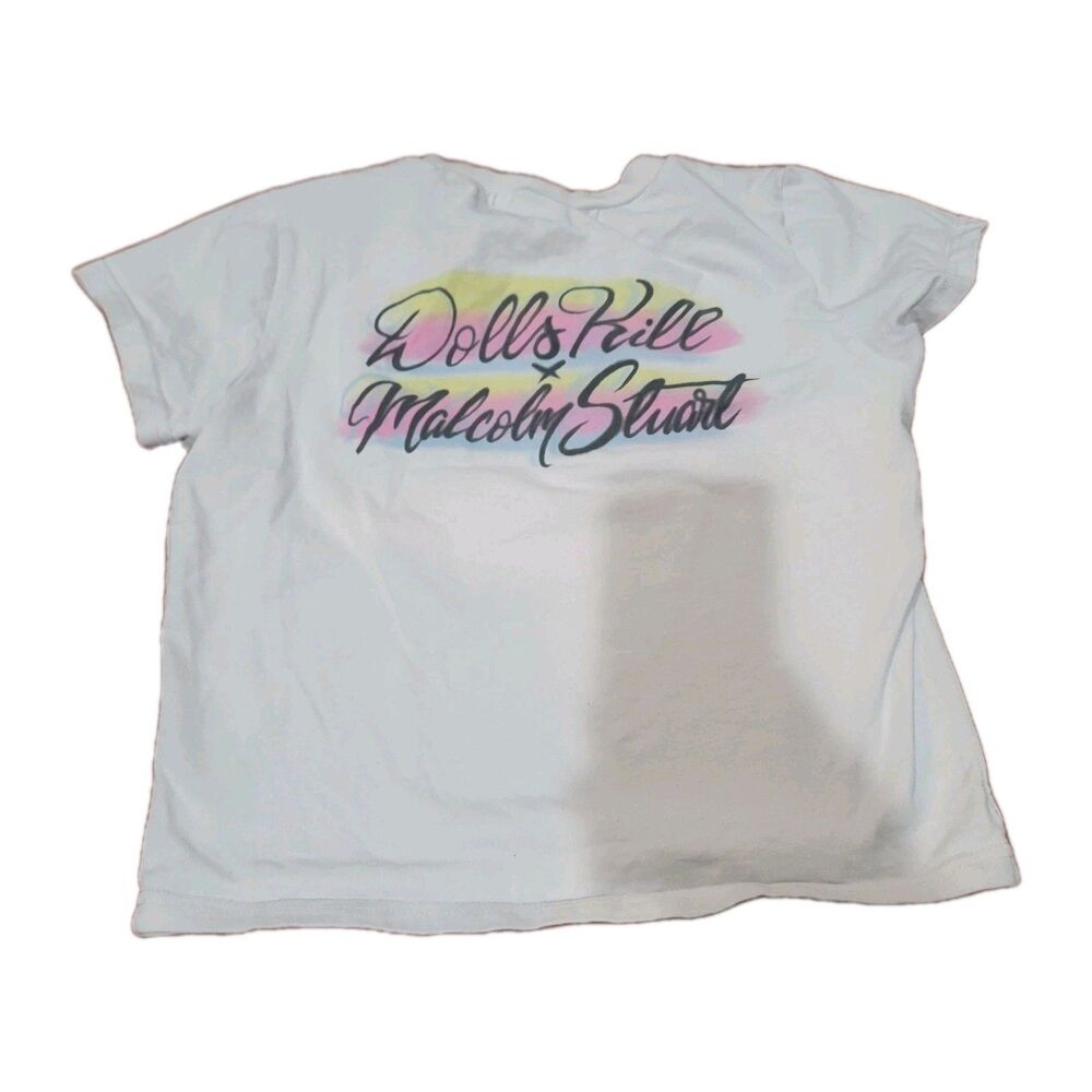 Dolls Kill Malcolm Stuart Current Mood White Airbrushed Baby Tee XL